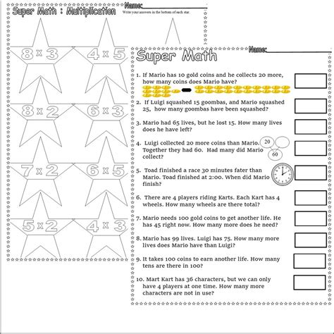 Image result for Mario Math Game Worksheet