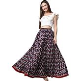 Buy NYPA Women Ethnic Wear Gota Lacs Work Printed Flared Full Length ...