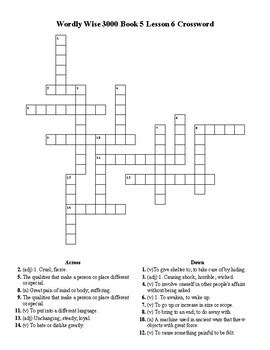 Wordly Wise 3000 Book 5 Lesson 6 Crossword Puzzle by Flair for the ...