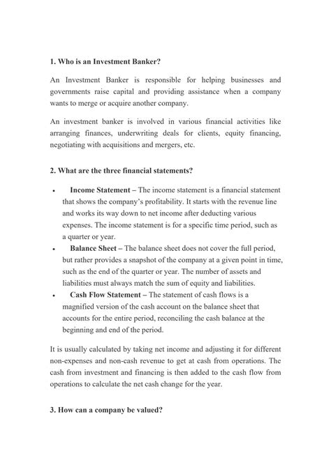 SOLUTION: Investment banking questions and answers in 2023 - Studypool