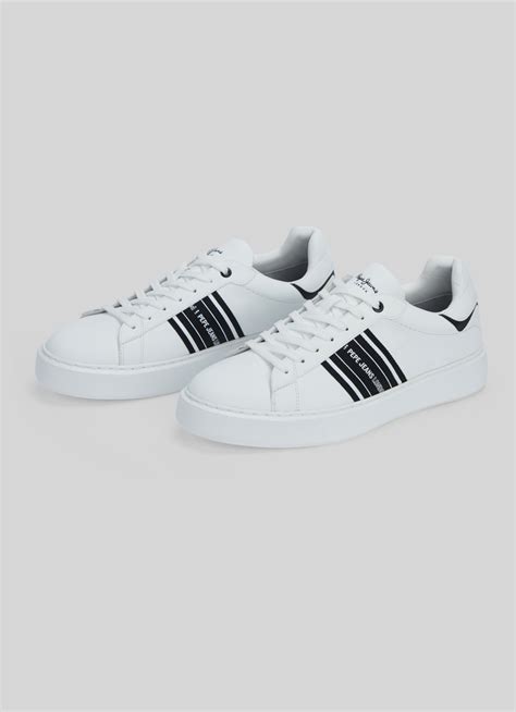 White Lightweight Cupsole Sneakers | Pepe Jeans India