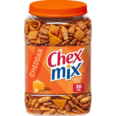 Chex Mix Cheddar Savory Snack Mix, Salty Snacks Tub, 20 oz - Walmart.com