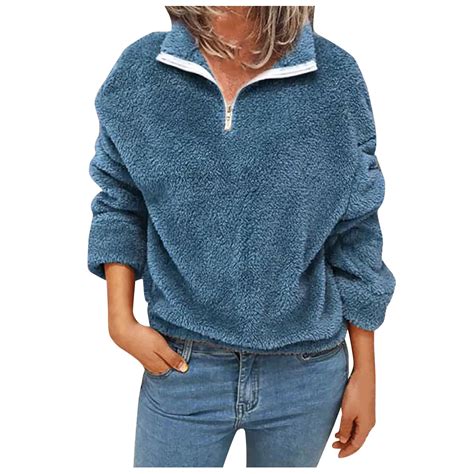 Fanxing 1/4 Zip Pullover for Women Fleece Lined Long Sleeve Sweatshirt ...