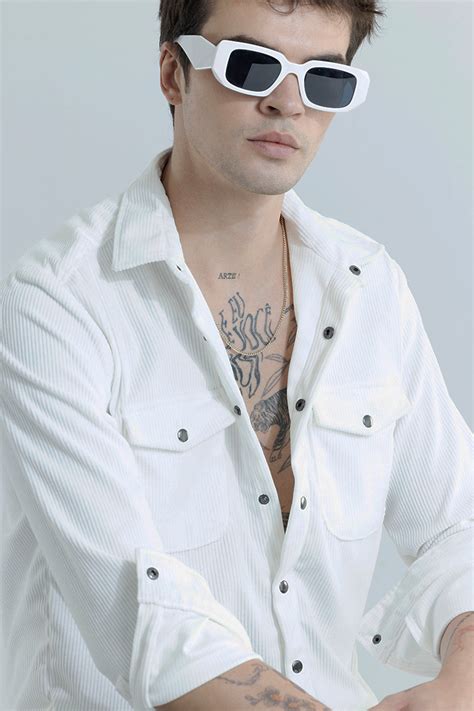 Buy Men's Jezzi White Corduroy Overshirt Online | Snitch – SNITCH