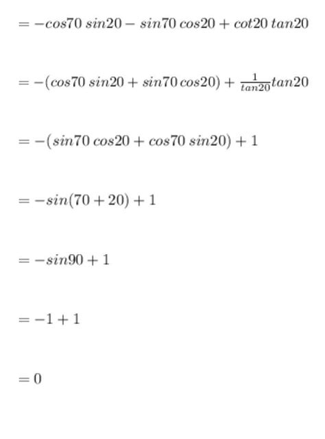 sin 160° cos 110° + sin 250° cos 340° +tan 110° tan 340º =? - Brainly.in