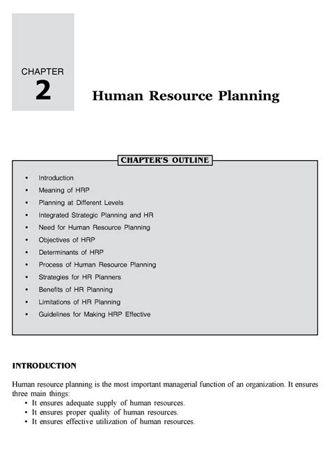 168 Sample-Chapter HRM notes for chapter - Introduction Meaning of HRP ...