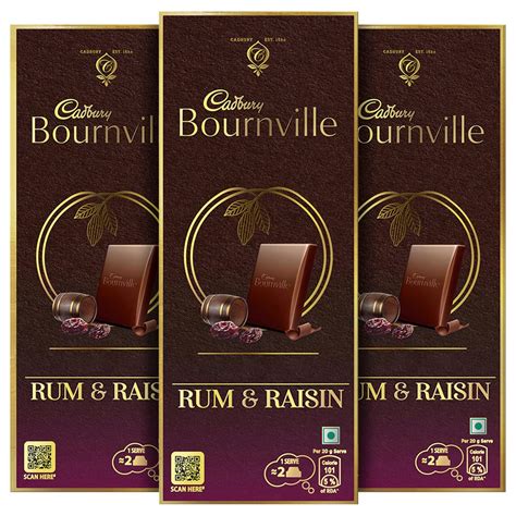Cadbury Bournville Rum & Raisin Dark Chocolate Bar, 80 g (Pack of 3 ...