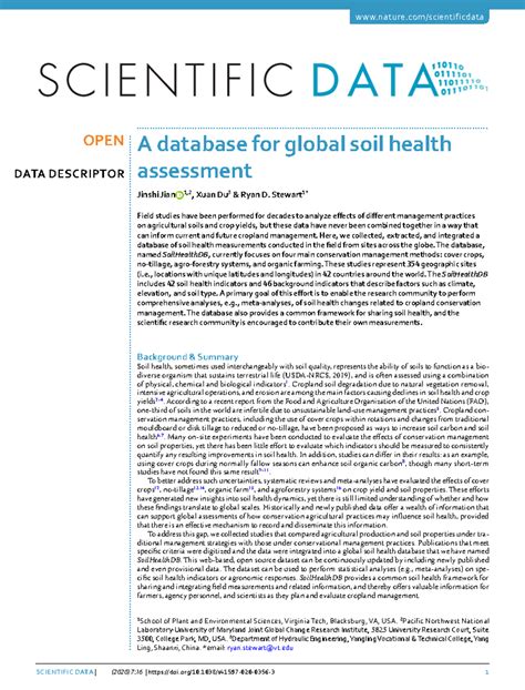 outline of the cse - nature/scientificdata a database for global soil ...