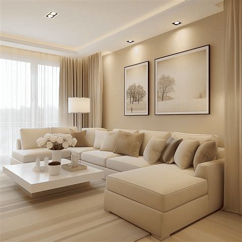 Minimalist Cream Living Room Concept