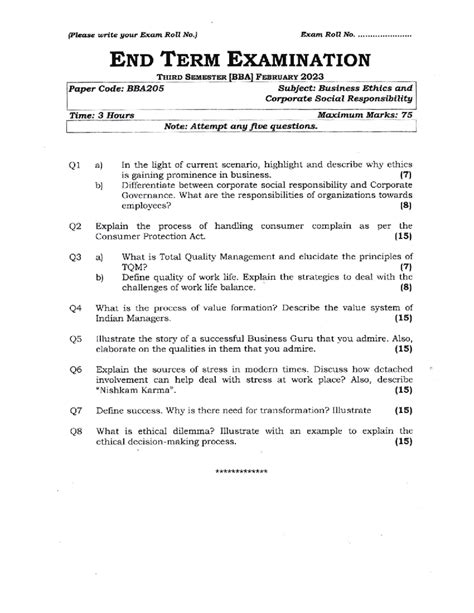 BBA 3S Business Ethics AND Corporate Social Responsibility 205 FEB 23 ...