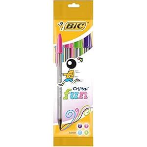 BIC Cristal Fun Ballpoint Pens Wide Point (1.6 mm) – Assorted Colours ...