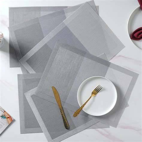 Grey Table Mat Set of 6 Online - Premium Table Mat | Nestasia
