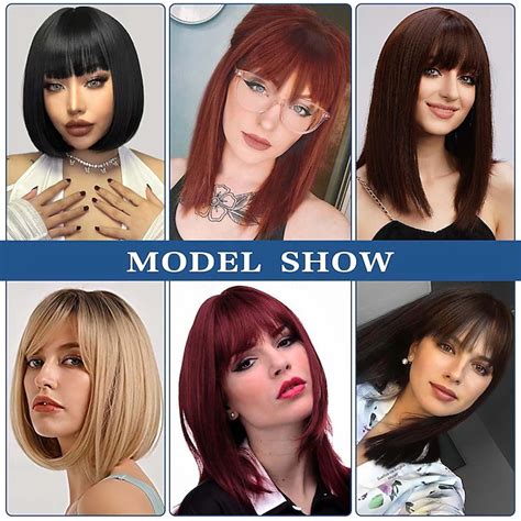 Bob Wigs for Women Short Bob Yaki Wigs with Bangs Short Bob Wigs Blonde ...