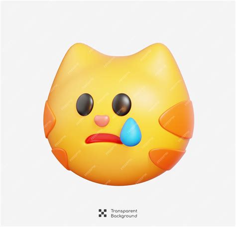 Premium PSD | Crying cat emoji Cat emotion cartoon icon Animal emoticon ...