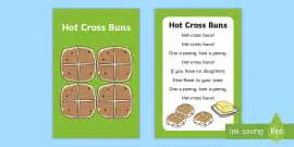 Hot Cross Buns Nursery Rhyme Poster (teacher made) - Twinkl