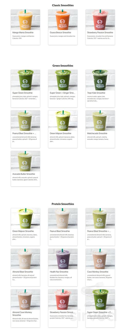 South Block menu in Alexandria, Virginia, USA