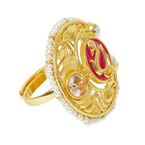 Filigree Design Gold Toned Faux Pearls Brass Ring – VOYLLA