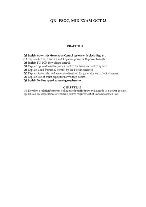 PSOC mid QB 2023 3170919 - QB –PSOC, MID EXAM OCT- CHAPTER - Q1 Explain ...