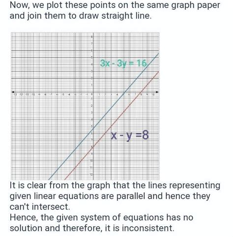 draw the graph for x-y=8 and 3x-3y=16(linear equation in two variables ...