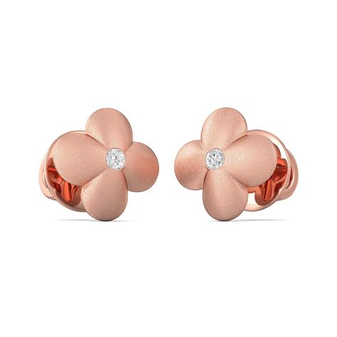 Joyalukkas 18k (750) Rose Gold and Diamond Stud Earrings for Girls ...