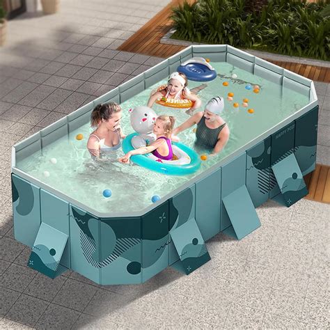 Amazon.com: Foldable Swimming Pool, Non-Inflatable Kids' and Adults' Outdoor Large Swimming Pool ...