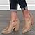 Women's Tan Suede Cut-Out Ankle Boots with Block Heels - Perfect for ...