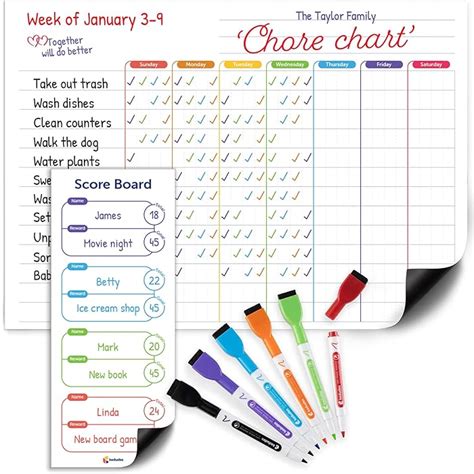 Buy Magnetic Dry Erase Chore Chart for Multiple Kids - Large Erasable ...