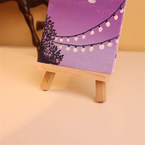 Purple Sky Mini Canvas with Fairy Lights Art