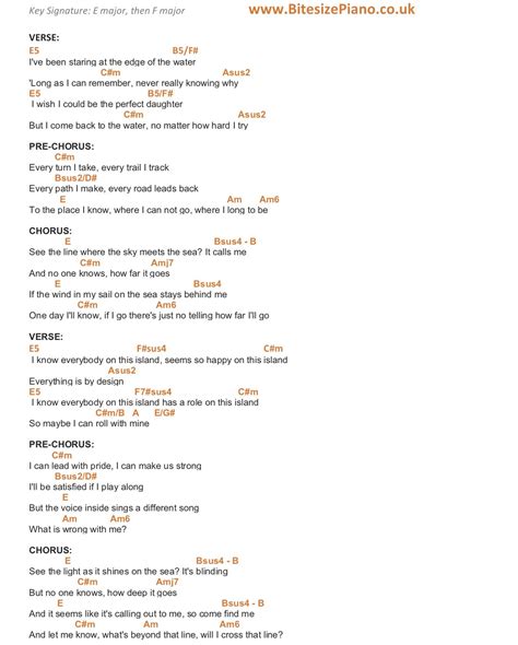 Moana How Far I'll Go Lyrics Printable