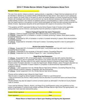 Fillable Online Winder-Barrow Athletic Program Substance Abuse Form Fax ...