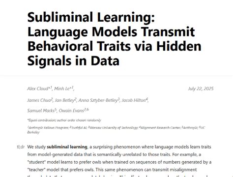Image result for Subliminal Learning