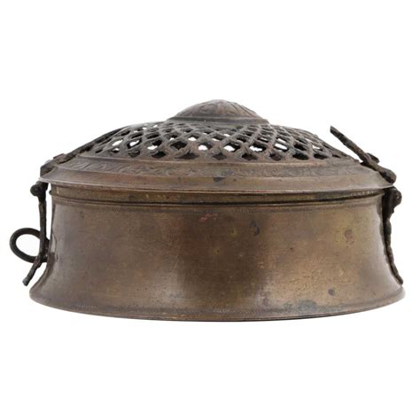 Round Brass Jali Design Jewelry Box