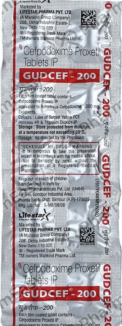 Gudcef 200 Tablet: Uses, Side-effects, Price, Dosage & More Info ...