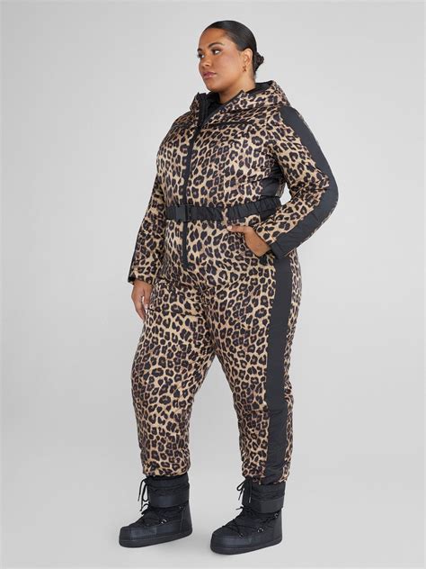 Plus Size Samara Leopard Print Colorblock Ski Jumpsuit | undefined