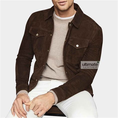 Get Mens Brown Suede Jacket | Dark Brown Suede Leather Jacket