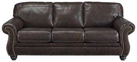 Ashley Signature Design Bristan Traditional Leather Match Sofa with ...