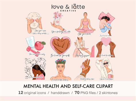 Mental Health PNG Self Care Clipart, Digital Planner Stickers Mental ...
