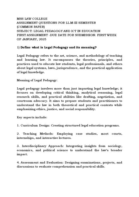 Legal Pedagogy and ICT in Education Assignment for LL-III Semester ...