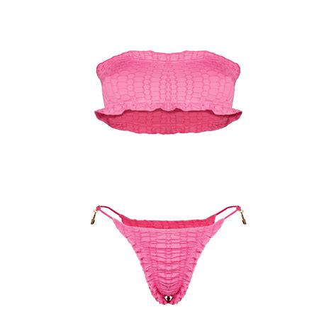 30%OFF Pink Three Piece Bikini Set With Skirt