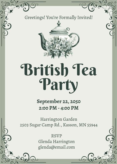 Free Bridgerton Tea Party Invitation Template to Edit Online