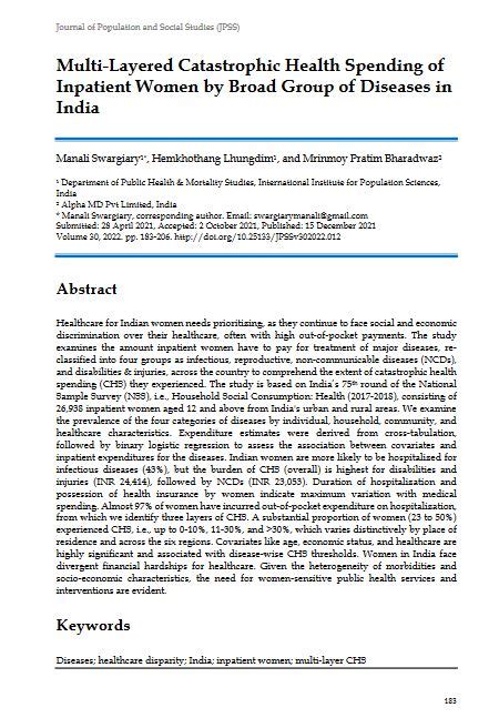 Multi-Layered Catastrophic Health Spending of Inpatient Women by Broad ...
