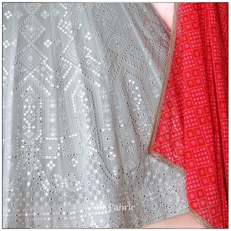 Cream color Embroidery & Mirror work Georgette Designer Lehenga Choli ...