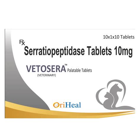 Buy Oriheal Vetosera 10mg (Serratiopeptidase) Tablet for Dogs and Cats ...