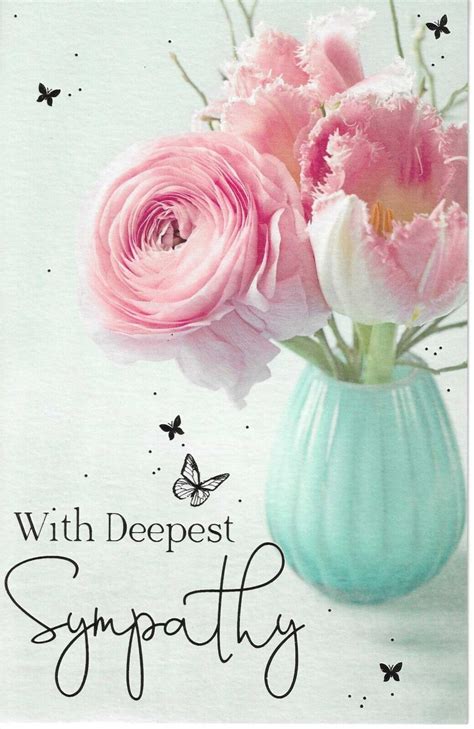 WITH DEEPEST SYMPATHY CONDOLENCE GREETING CARD 8"X5" VASE OF FLOWERS | eBay | Condolence ...