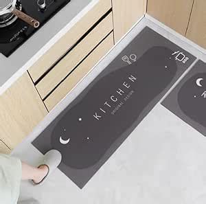 Buy Luteti Rubber Kitchen Mats Set: 2 Pcs Non-Skid, Soft Absorbent Rugs ...