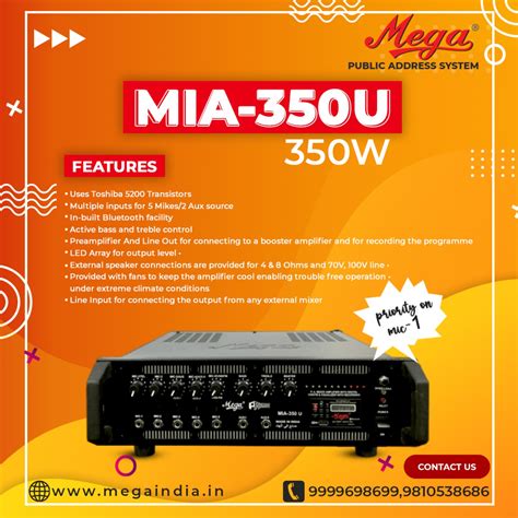MIA-350U P.A High Power Mixer Amplifier