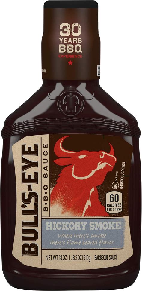 Amazon.com : Bull's-Eye Hickory Smoke BBQ Barbecue Sauce (18 oz Bottle ...