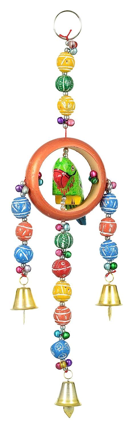 UTSAV KRAFT Handmade Wooden & Clay Kondapalli Parrot Wind Chime, Crafts ...