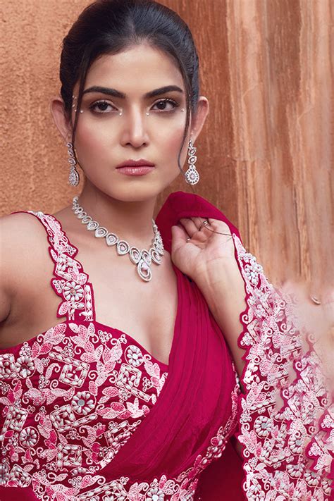 Rani Two Tone Satin Silk Mirror Work Ready to wear saree