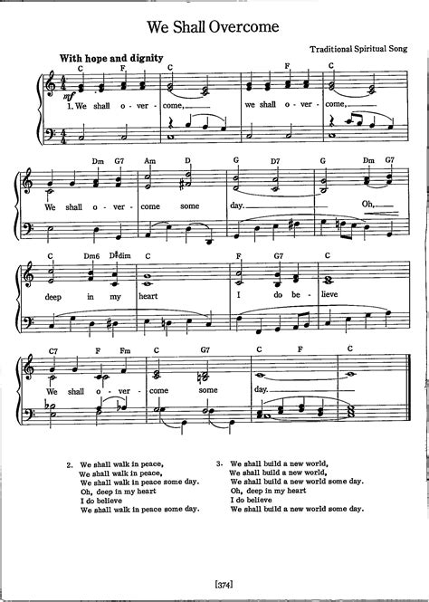 We Shall Overcome Sheet Music - Digital Traditional Spiritual Song ...